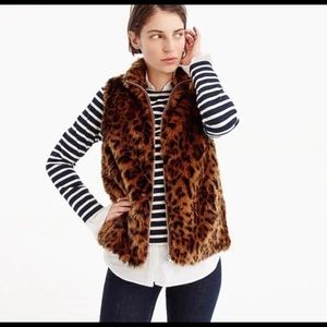 J. Crew Faux Leopard Fur Vest